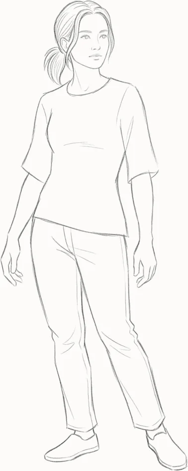 Sketsa perempuan berdiri